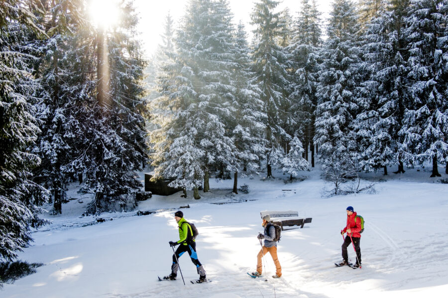 Ob Schneeschuhwanderungen, Langlauf oder Ski Alpin - der Thüringer Wald ist ein lohnenswertes Ziel für Winterurlauber. © Hans Herbig, Regionalverbund Thüringer Wald