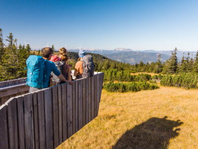 Den alpannonia® säumen iImmer wieder säumen Aussichtspunkte und -warten den Weg,. © Wiener Alpen in Niederösterreich; Martin Fülöp