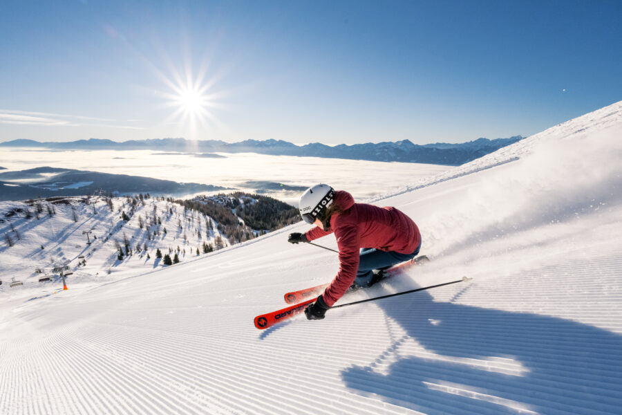 Auf der 1.911 Meter hohen Gerlitzen Alpe warten 21 Liftanlagen und 34 abwechslungsreiche Skiabfahrten. © Region Villach Tourismus, Michael Stabentheiner